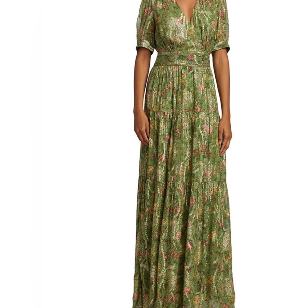 ba&sh Green and Red Floral Maxi Dress - Picture 2 of 3